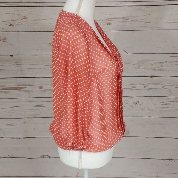Alya, Orange & White Polka Dot Sheer Top-Small - Picture 4 of 7